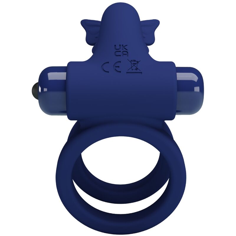 PRETTY LOVE - JAMELE DOUBLE RING WITH VIBRATION & BUTTERFLY STIMULATOR BLUE - NOCTURNA DESIRES