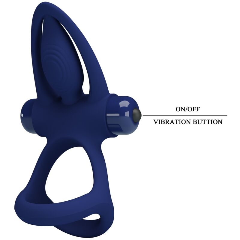 PRETTY LOVE - MAT DOUBLE RING WITH VIBRATION & STIMULATOR BLUE - NOCTURNA DESIRES