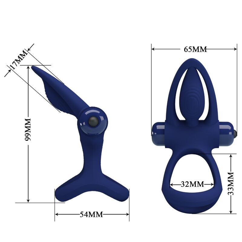 PRETTY LOVE - MAT DOUBLE RING WITH VIBRATION & STIMULATOR BLUE - NOCTURNA DESIRES