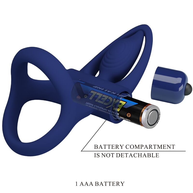 PRETTY LOVE - MAT DOUBLE RING WITH VIBRATION & STIMULATOR BLUE - NOCTURNA DESIRES