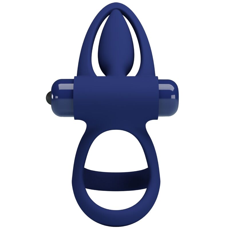 PRETTY LOVE - MAT DOUBLE RING WITH VIBRATION & STIMULATOR BLUE - NOCTURNA DESIRES