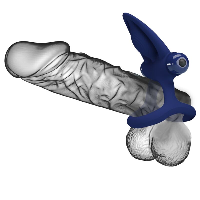 PRETTY LOVE - MAT DOUBLE RING WITH VIBRATION & STIMULATOR BLUE - NOCTURNA DESIRES