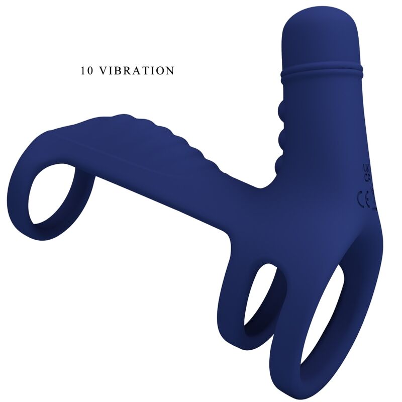 PRETTY LOVE - ELISH VIBRATING RING WITH EXTENSION BLUE - NOCTURNA DESIRES