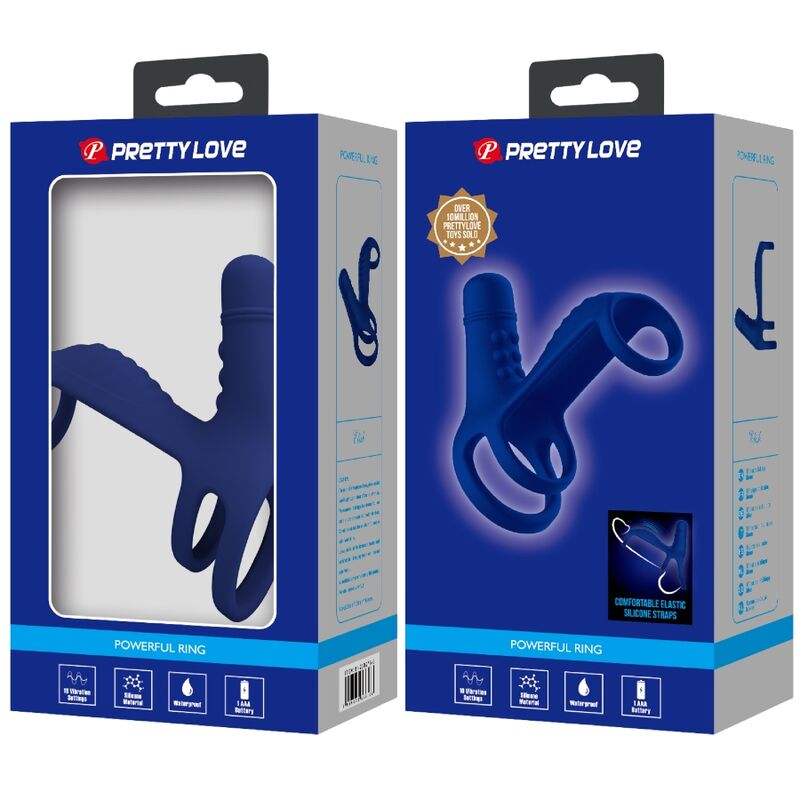 PRETTY LOVE - ELISH VIBRATING RING WITH EXTENSION BLUE - NOCTURNA DESIRES