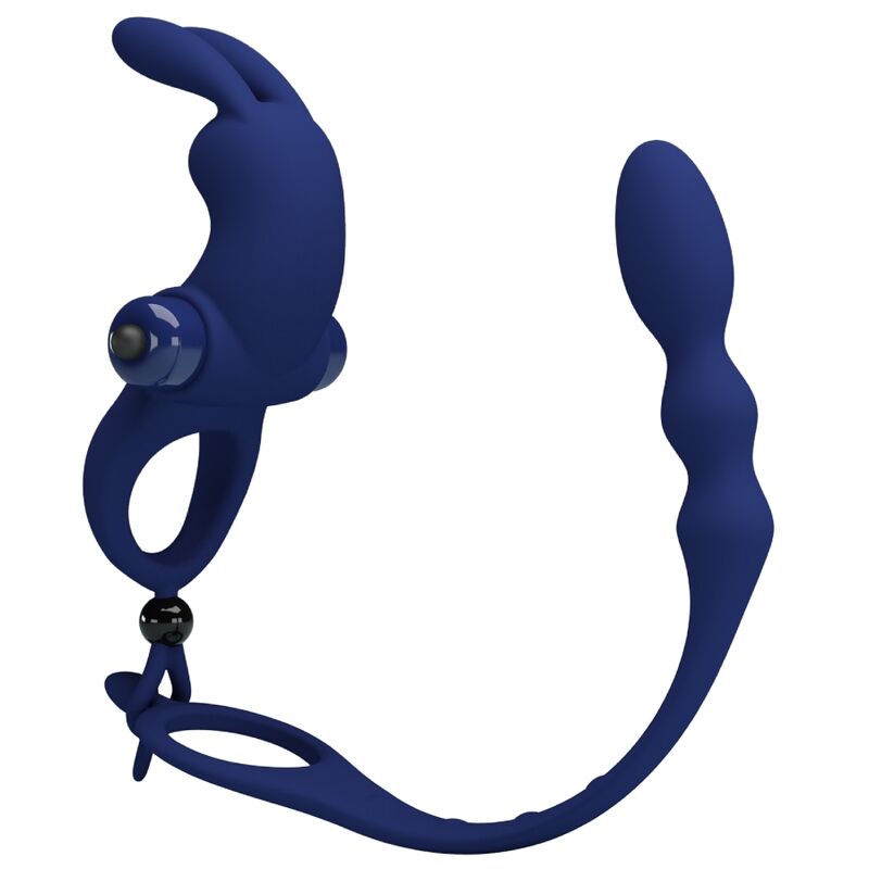 PRETTY LOVE - AYAD RABBIT VIBRATOR RING WITH PLUG BLUE - NOCTURNA DESIRES