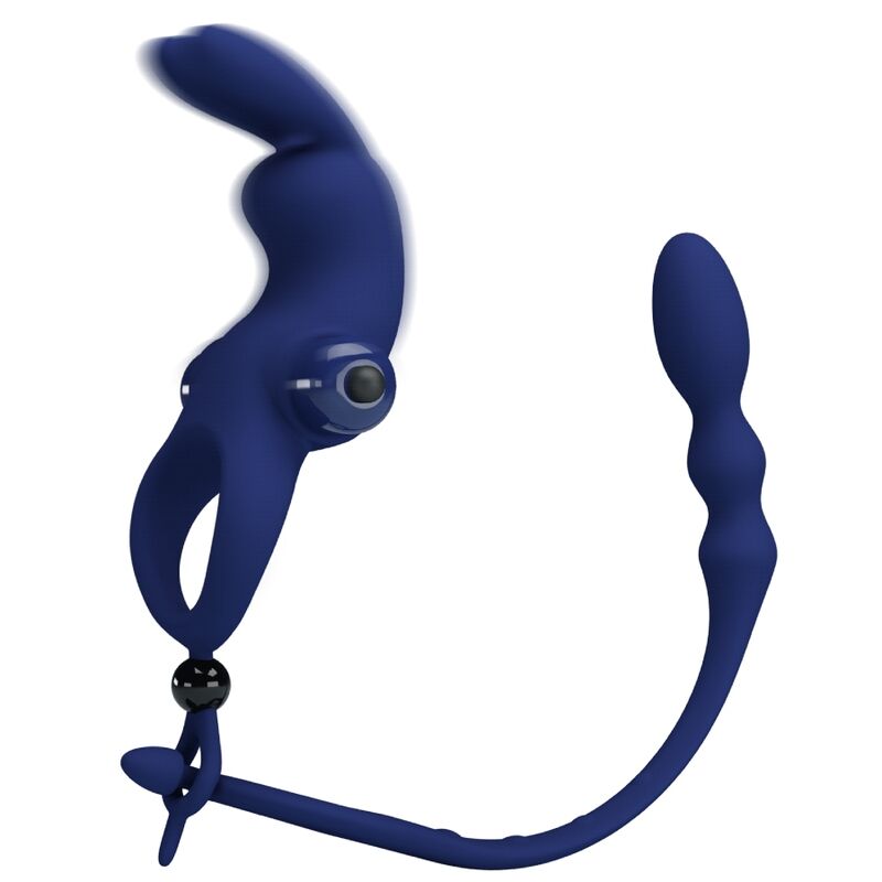 PRETTY LOVE - AYAD RABBIT VIBRATOR RING WITH PLUG BLUE - NOCTURNA DESIRES