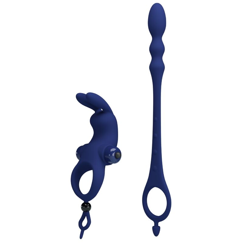 PRETTY LOVE - AYAD RABBIT VIBRATOR RING WITH PLUG BLUE - NOCTURNA DESIRES