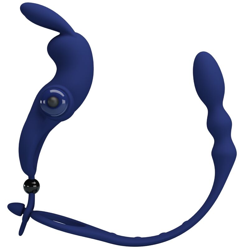 PRETTY LOVE - AYAD RABBIT VIBRATOR RING WITH PLUG BLUE - NOCTURNA DESIRES