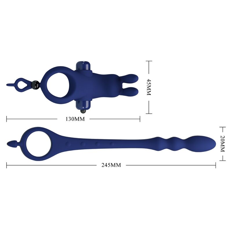 PRETTY LOVE - AYAD RABBIT VIBRATOR RING WITH PLUG BLUE - NOCTURNA DESIRES