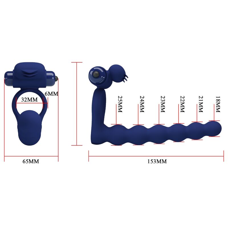 PRETTY LOVE - AJMAL VIBRATING RING WITH PLUG BLUE - NOCTURNA DESIRES