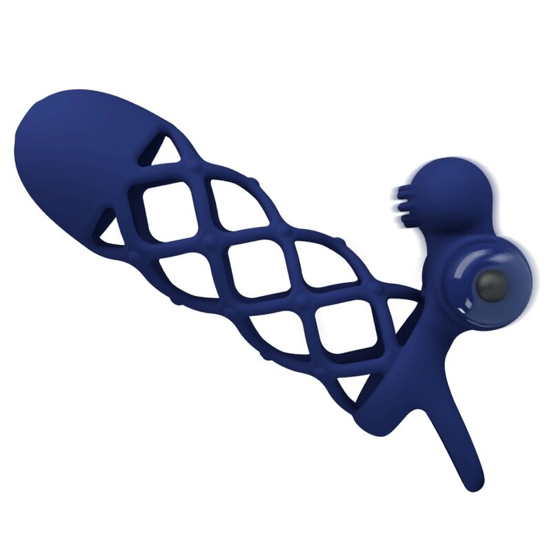 PRETTY LOVE - GIANN VIBRATOR RING WITH SILICONE SHEATH BLUE - NOCTURNA DESIRES