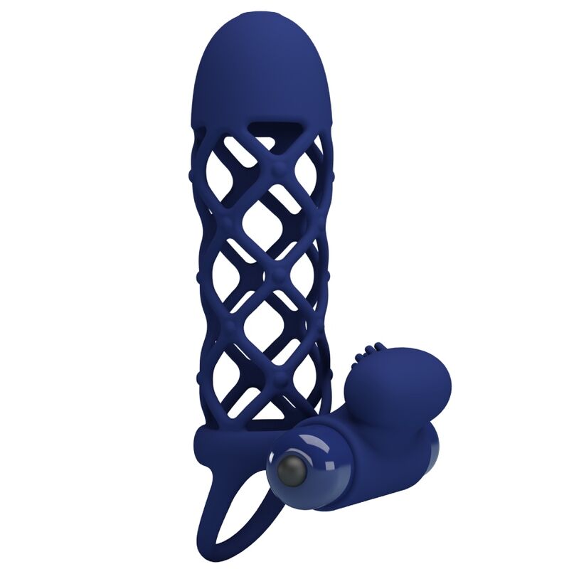 PRETTY LOVE - GIANN VIBRATOR RING WITH SILICONE SHEATH BLUE - NOCTURNA DESIRES