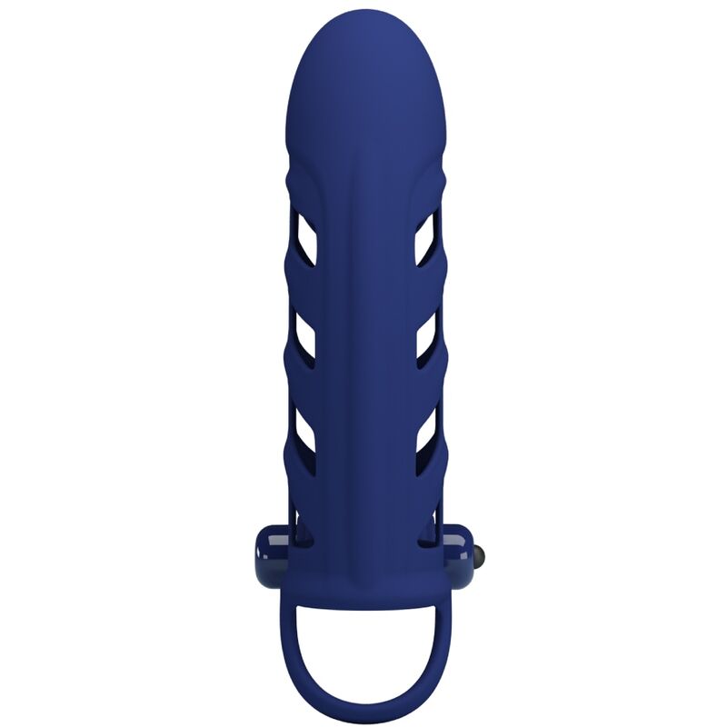 PRETTY LOVE - ALTAF VIBRATOR RING WITH SILICONE SHEATH BLUE - NOCTURNA DESIRES