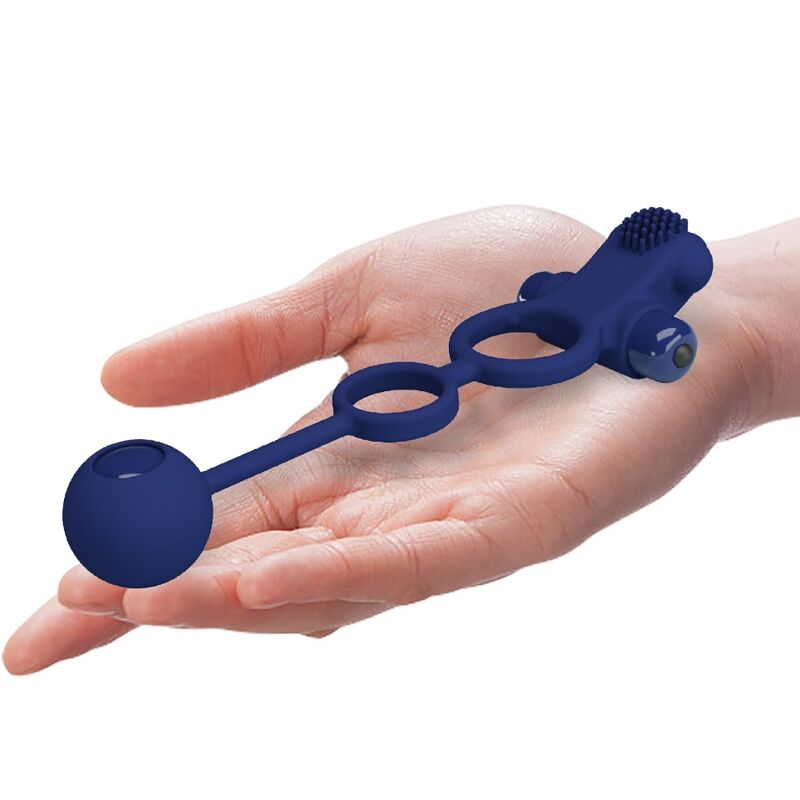 PRETTY LOVE - REMINGTON DOUBLE VIBRATING RING WITH PLUG BLUE - NOCTURNA DESIRES