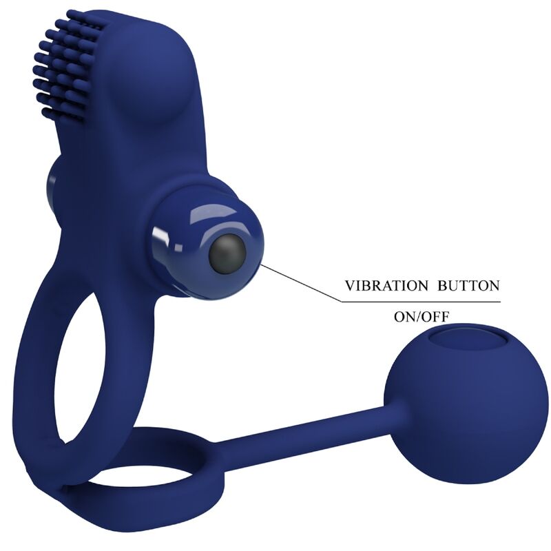 PRETTY LOVE - REMINGTON DOUBLE VIBRATING RING WITH PLUG BLUE - NOCTURNA DESIRES