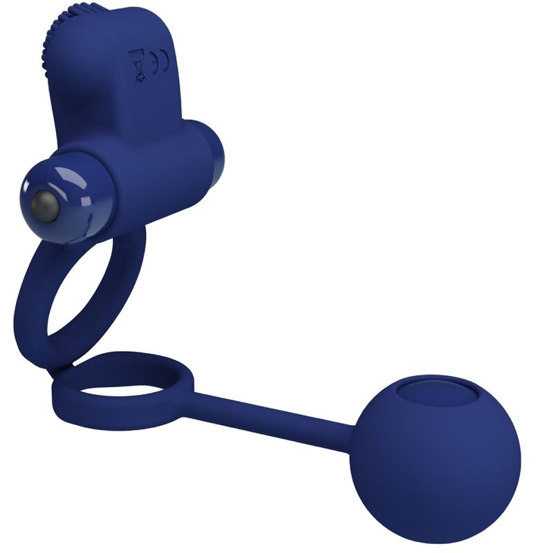 PRETTY LOVE - REMINGTON DOUBLE VIBRATING RING WITH PLUG BLUE - NOCTURNA DESIRES