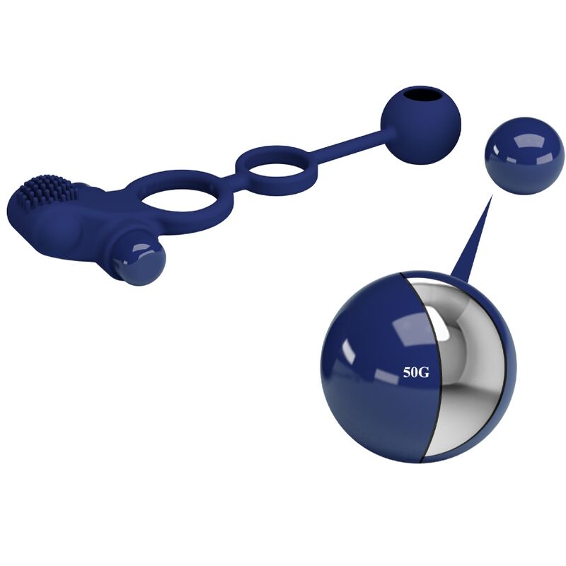 PRETTY LOVE - REMINGTON DOUBLE VIBRATING RING WITH PLUG BLUE - NOCTURNA DESIRES