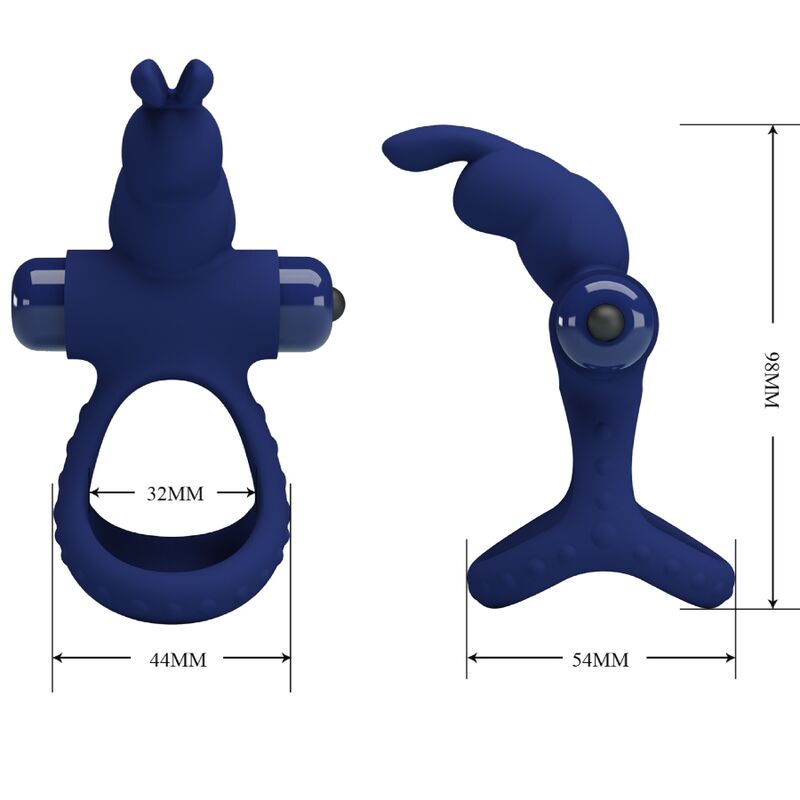 PRETTY LOVE - LUCHITO DOUBLE VIBRATING RING RABBIT BLUE - NOCTURNA DESIRES