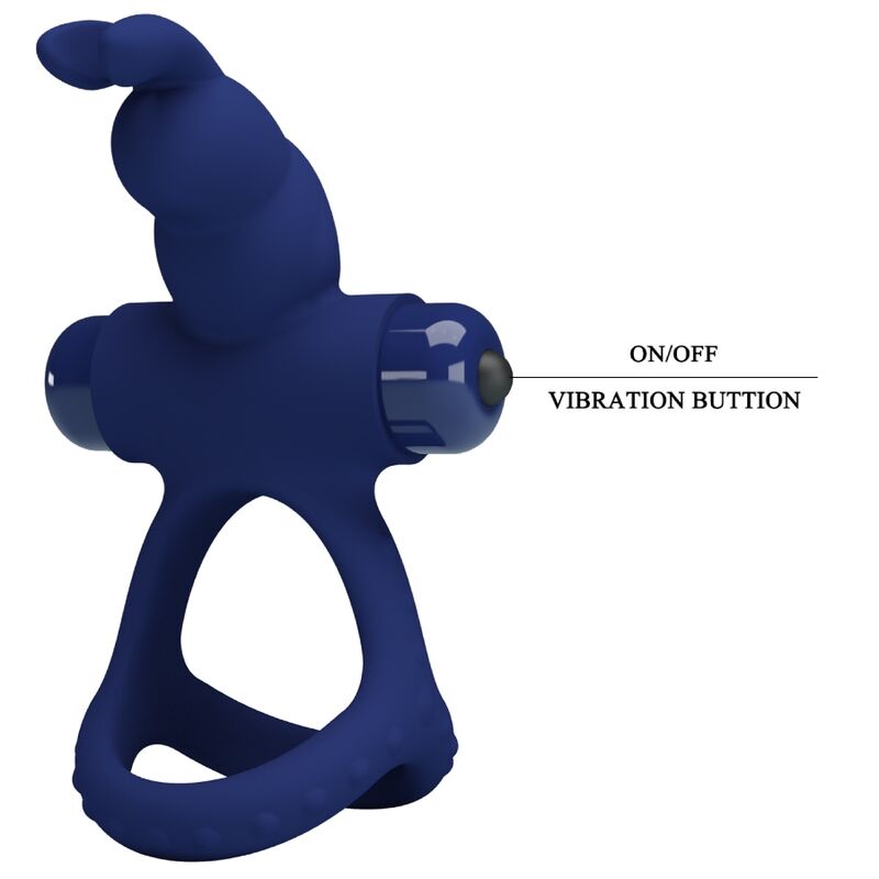 PRETTY LOVE - LUCHITO DOUBLE VIBRATING RING RABBIT BLUE - NOCTURNA DESIRES