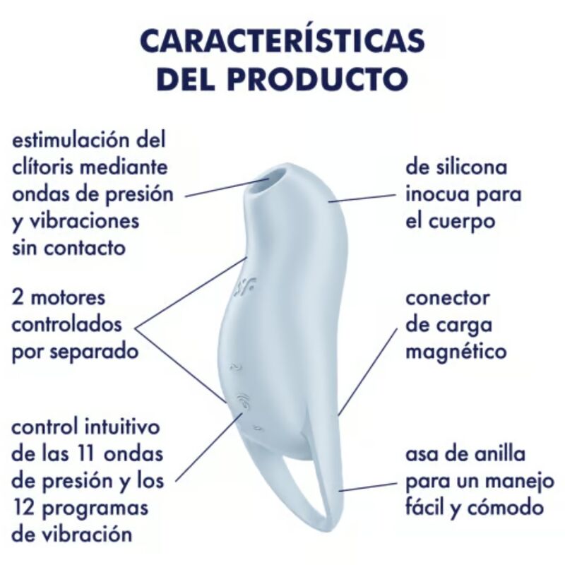 SATISFYER - POCKET PRO 1 CLITORIS STIMULATOR LIGHT BLUE - NOCTURNA DESIRES