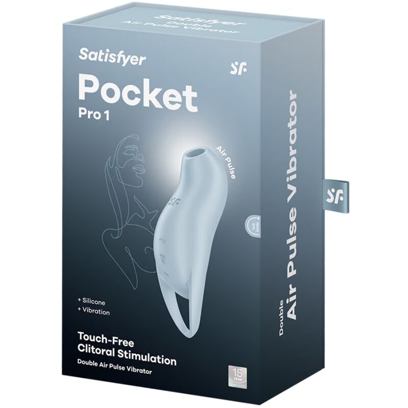SATISFYER - POCKET PRO 1 CLITORIS STIMULATOR LIGHT BLUE - NOCTURNA DESIRES