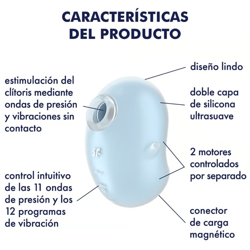 SATISFYER - CUTIE GHOST LAY-ON VIBRATOR LIGHT BLUE - NOCTURNA DESIRES