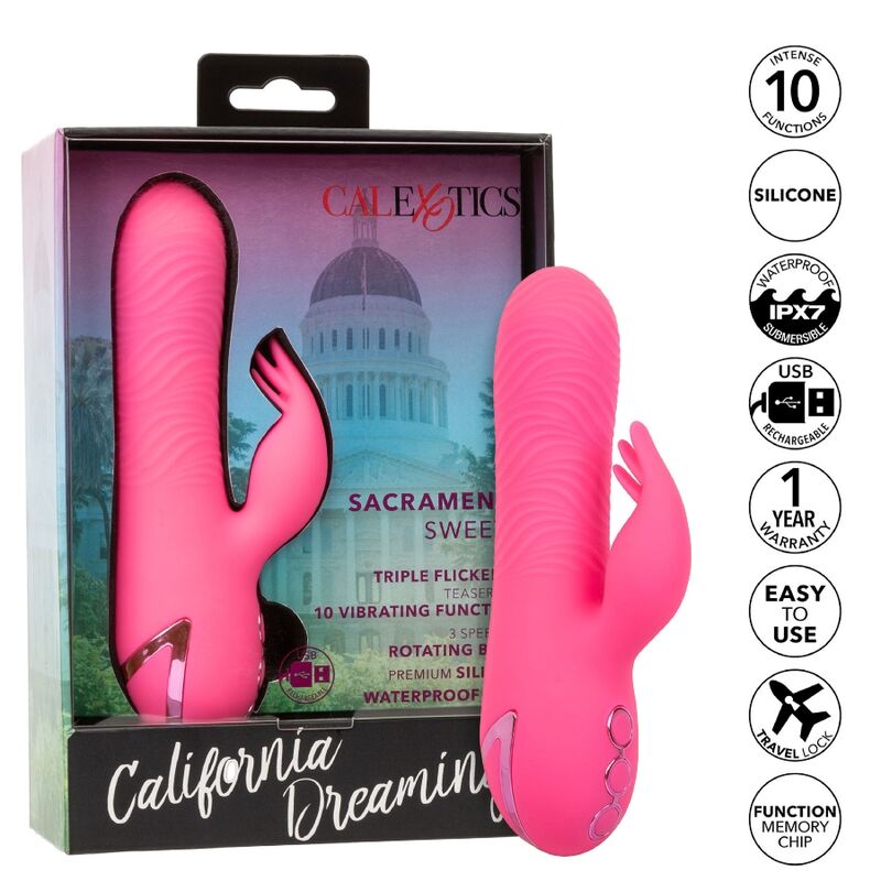 CALEXOTICS - SACRAMENTO SWEETIE VIBRATOR RABBIT PINK BY CALIFORNIA DREAMING - NOCTURNA DESIRES