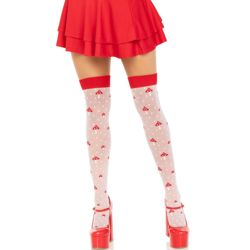 LEG AVENUE - MUSHROOM HIGH SOCKS RED/WHITE - NOCTURNA DESIRES