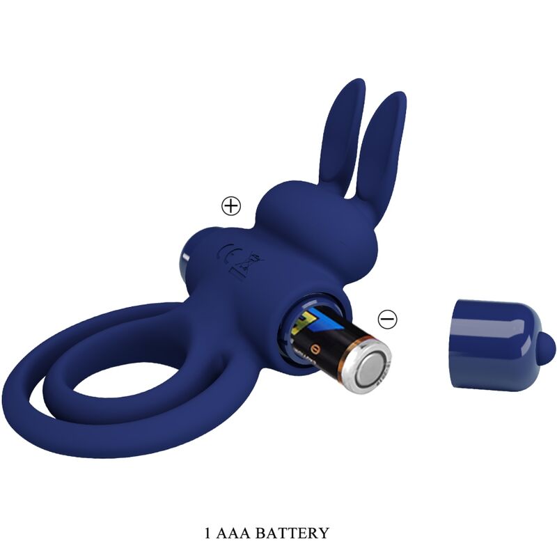 PRETTY LOVE - DAREY DOUBLE VIBRATING RING RABBIT BLUE - NOCTURNA DESIRES