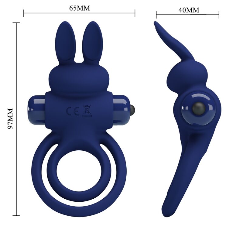 PRETTY LOVE - DAREY DOUBLE VIBRATING RING RABBIT BLUE - NOCTURNA DESIRES