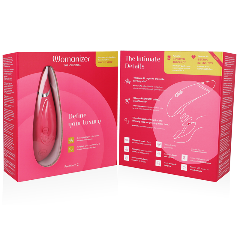 WOMANIZER - PREMIUM 2 CLITORAL STIMULATOR RASPBERRY - NOCTURNA DESIRES