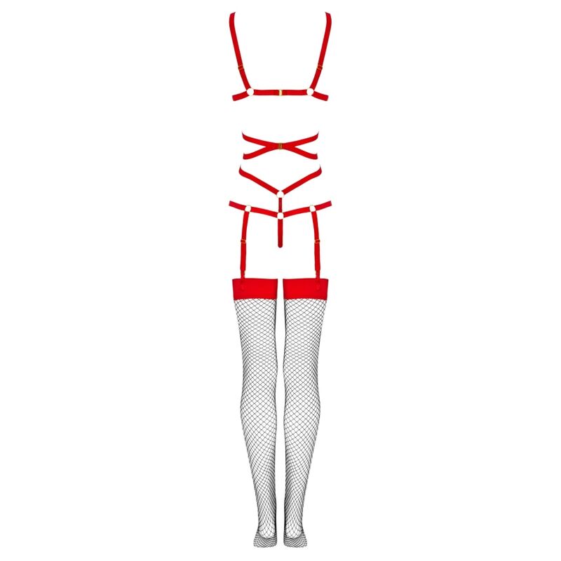 LIVCO CORSETTI FASHION - THIARA LC 20213 SET BODY + STOCKINGS RED S/M - NOCTURNA DESIRES