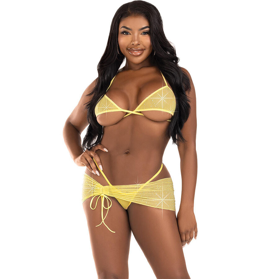 LEG AVENUE - THREE PIECES DIAMONDS SET YELLOW M/L - NOCTURNA DESIRES
