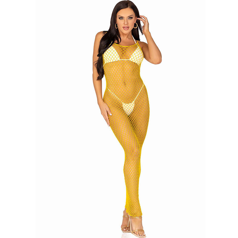 LEG AVENUE - LONG NET DRESS YELLOW ONE SIZE - NOCTURNA DESIRES