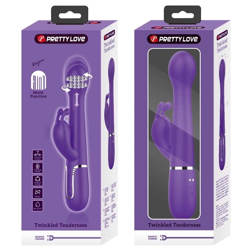 PRETTY LOVE - DEJON RABBIT VIBRATOR 3 IN 1 MULTIFUNCTION PURPLE - NOCTURNA DESIRES