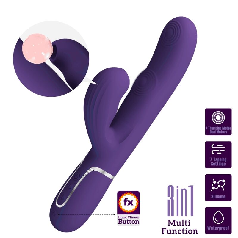 PRETTY LOVE - PERLITA G-SPOT VIBRATOR 3 IN 1 MULTIFUNCTION PURPLE - NOCTURNA DESIRES