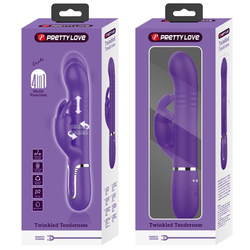 PRETTY LOVE - COALE RABBIT VIBRATOR 4 IN 1 PURPLE - NOCTURNA DESIRES