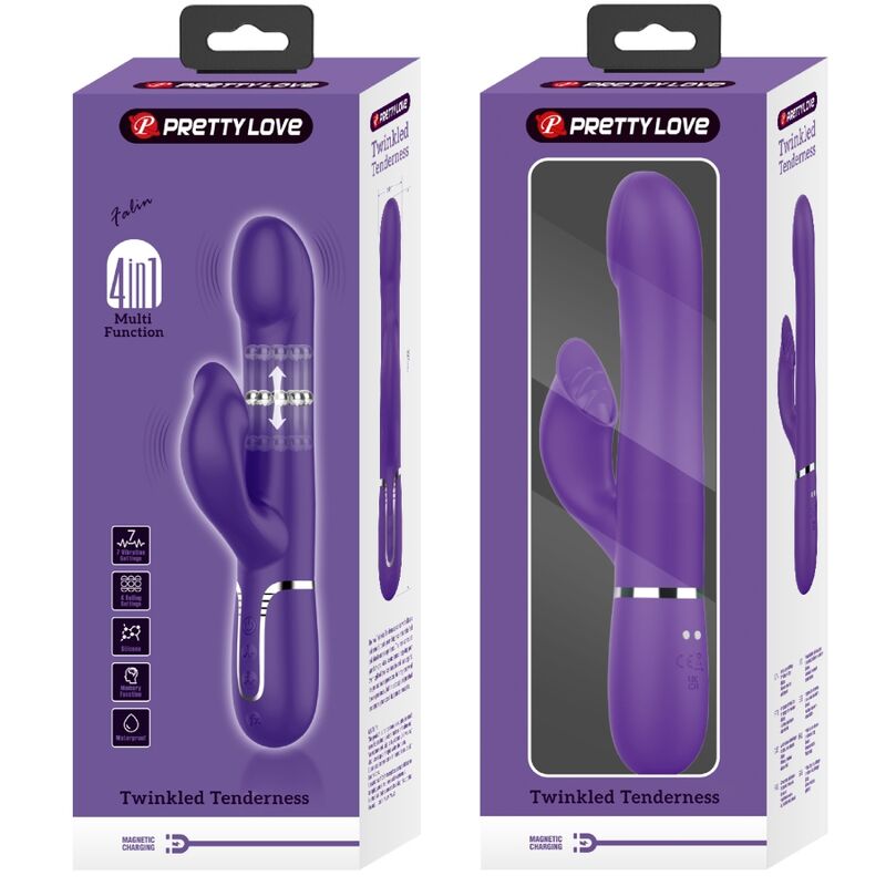 PRETTY LOVE - ZALIN RABBIT VIBRATOR PEARLS 4 IN 1 PURPLE - NOCTURNA DESIRES