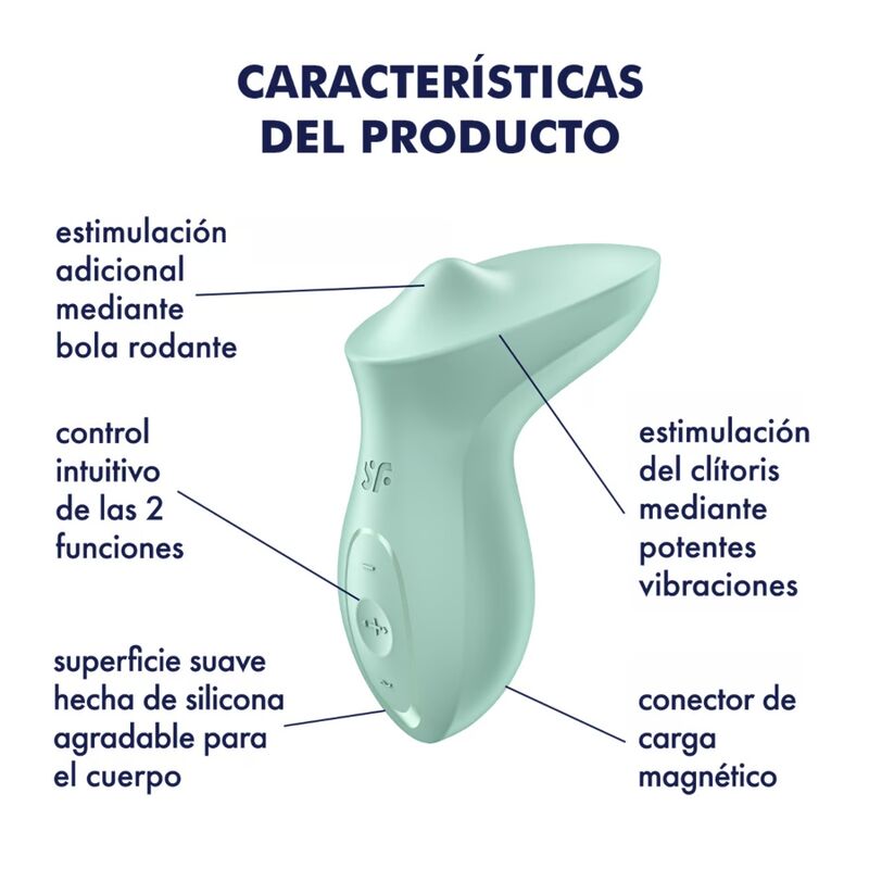 SATISFYER - EXCITERRR LAY-ON CLITORIS MINT VIBRATOR - NOCTURNA DESIRES