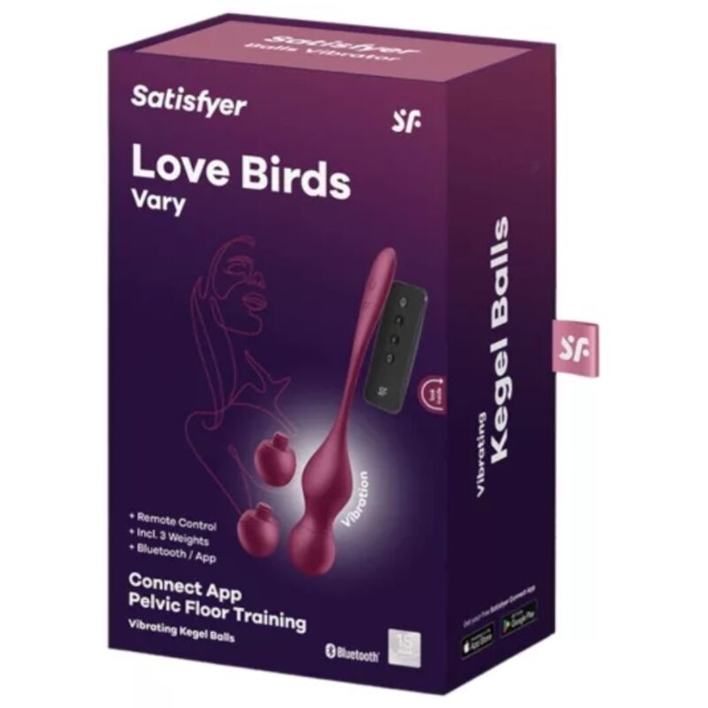 SATISFYER - LOVE BIRDS VARY VIBRATING BALLS FREE APP WINE RED - NOCTURNA DESIRES