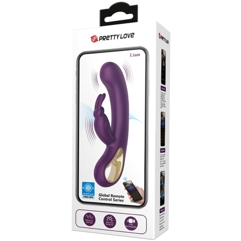 PRETTY LOVE - LIAM RABBIT VIBRATOR & G SPOT STIMULATOR PURPLE - NOCTURNA DESIRES