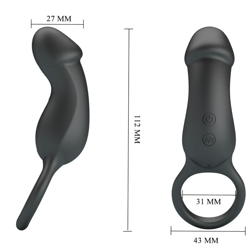 PRETTY LOVE - TRAE VIBRATING BLACK RING WITH STIMULATOR - NOCTURNA DESIRES