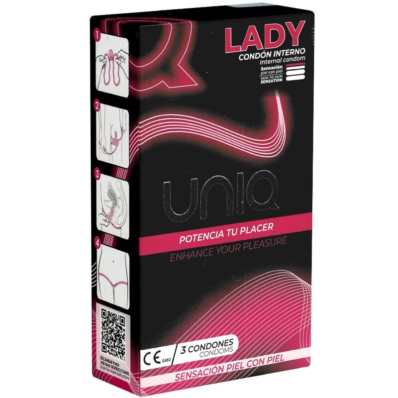 UNIQ - LADY CONDOM LATEX FREE FEMALE CONDOMS WITH GARTER BELT 3 UNITS UNIQ  NOCTURNA DESIRES