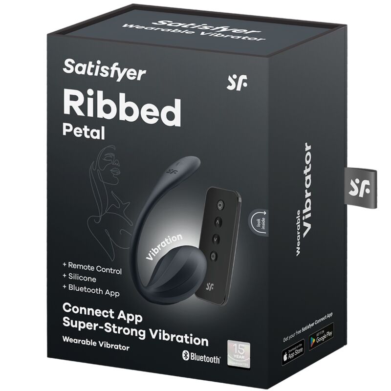 SATISFYER - RIBBED PETAL G POINT STIMULATOR REMOTE CONTROL BLACK FREE APP - NOCTURNA DESIRES