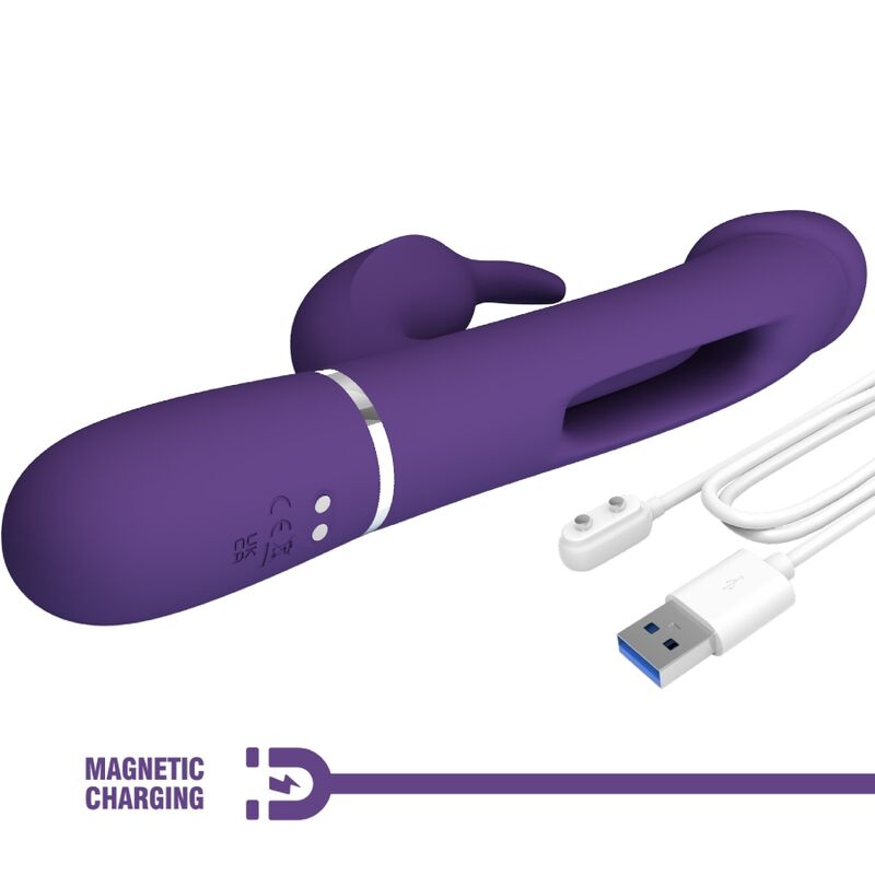 PRETTY LOVE - KAMPAS RABBIT 3 IN 1 MULTIFUNCTION VIBRATOR WITH TONGUE VIOLET - NOCTURNA DESIRES