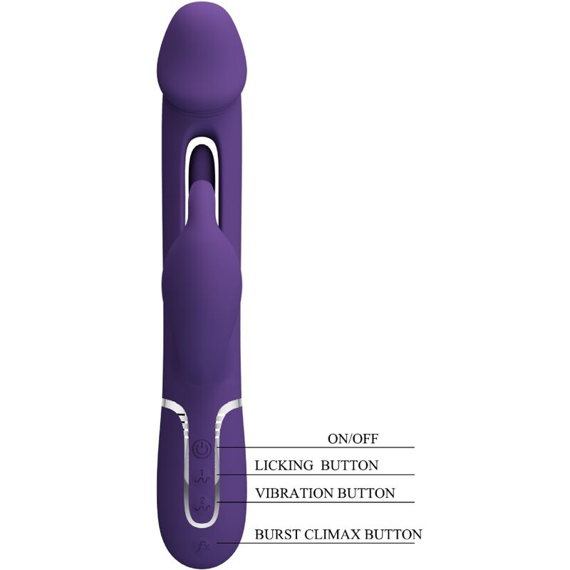 PRETTY LOVE - KAMPAS RABBIT 3 IN 1 MULTIFUNCTION VIBRATOR WITH TONGUE VIOLET - NOCTURNA DESIRES