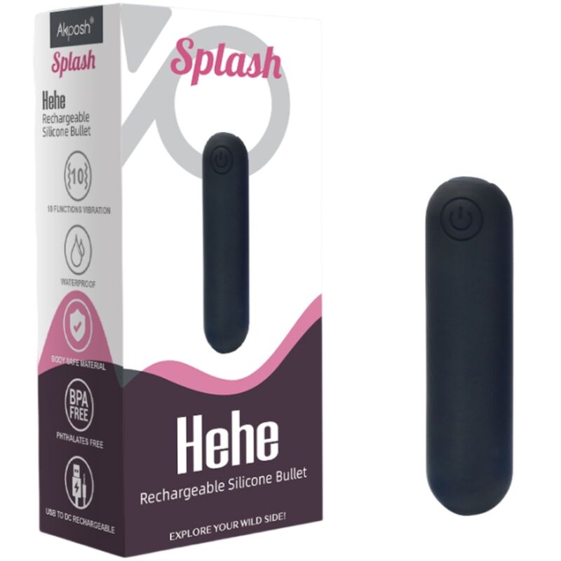 ARMONY -SPLASH HEHE VIBRATOR BULLET SILICONE 10 VIBRATIONS 65 X 15 CM BLACK - NOCTURNA DESIRES