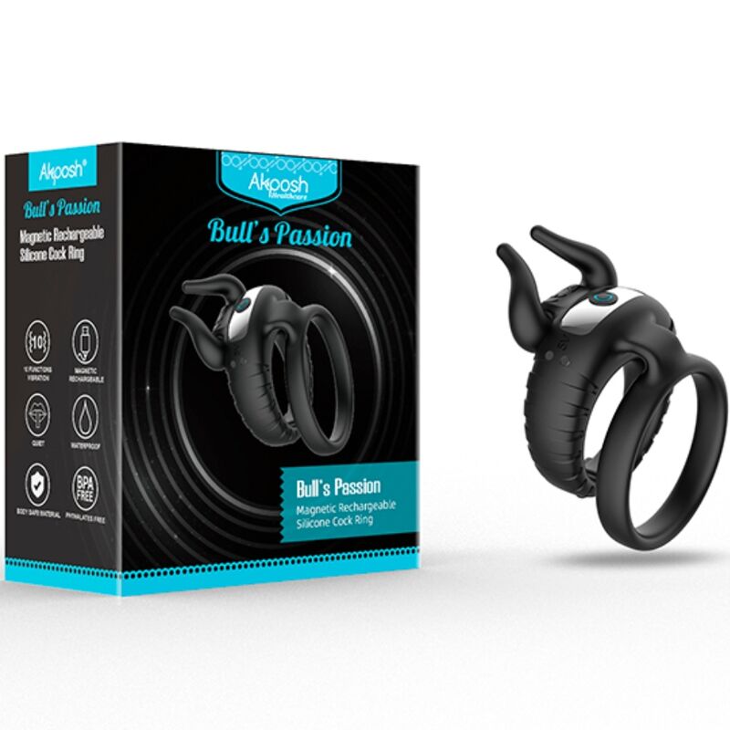 ARMONY - BULL'S PASION RING VIBRATOR 10 SPEEDS BLACK - NOCTURNA DESIRES