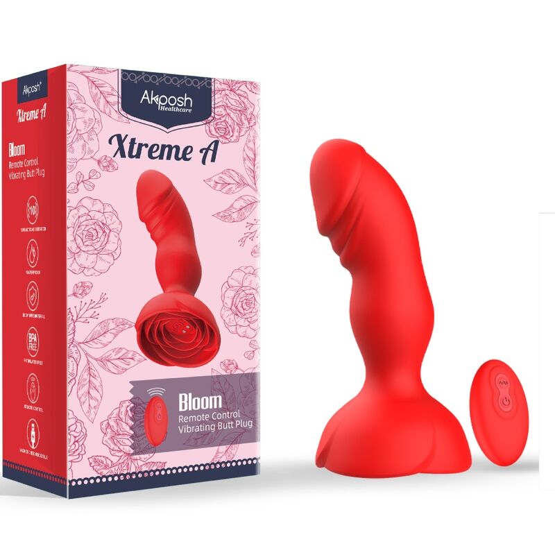 ARMONY - EXTREME A BLOOM ROSE VIBRATOR & ANAL PLUG REMOTE CONTROL RED - NOCTURNA DESIRES