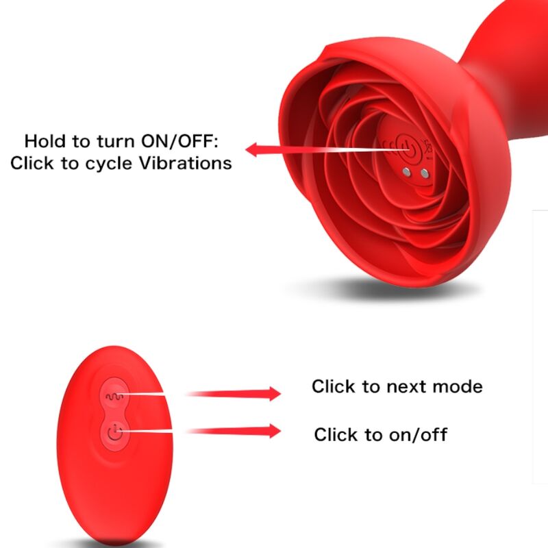 ARMONY - EXTREME A BLOOM ROSE VIBRATOR & ANAL PLUG REMOTE CONTROL RED - NOCTURNA DESIRES